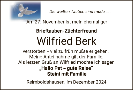 Todesanzeige von Wilfried Berk von HZ