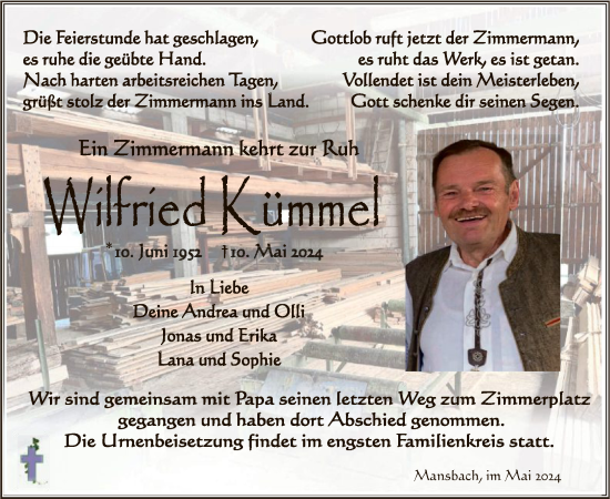 Todesanzeige von Wilfried Kümmel von HZ
