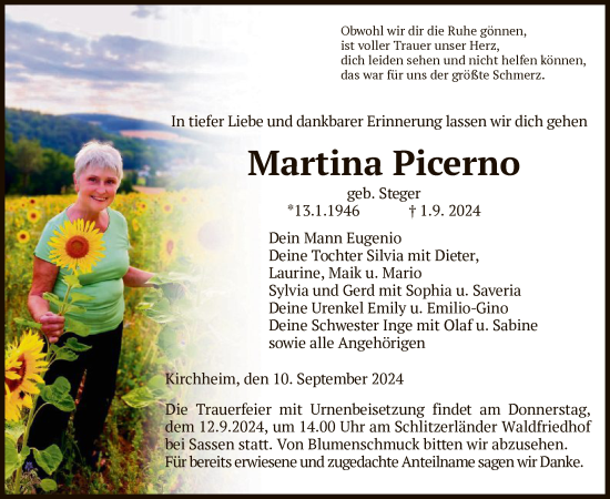 Todesanzeige von Martina Picerno von HZ