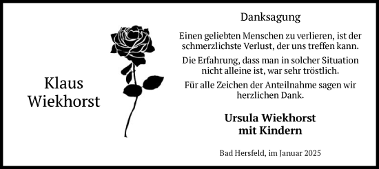 Todesanzeige von Klaus Wiekhorst von HZ