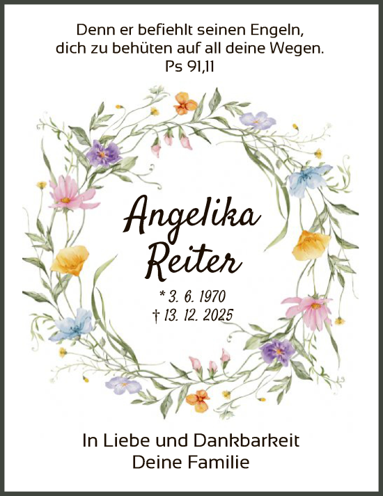 Todesanzeige von Angelika Reiter von HZ