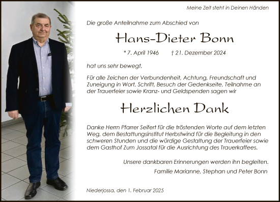 Todesanzeige von Hans-Dieter Bonn von HZ