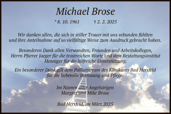 Todesanzeige von Michael Brose von HZ