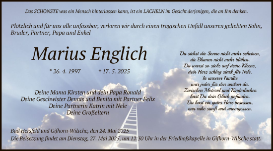 Todesanzeige von Marius Englich von HZ