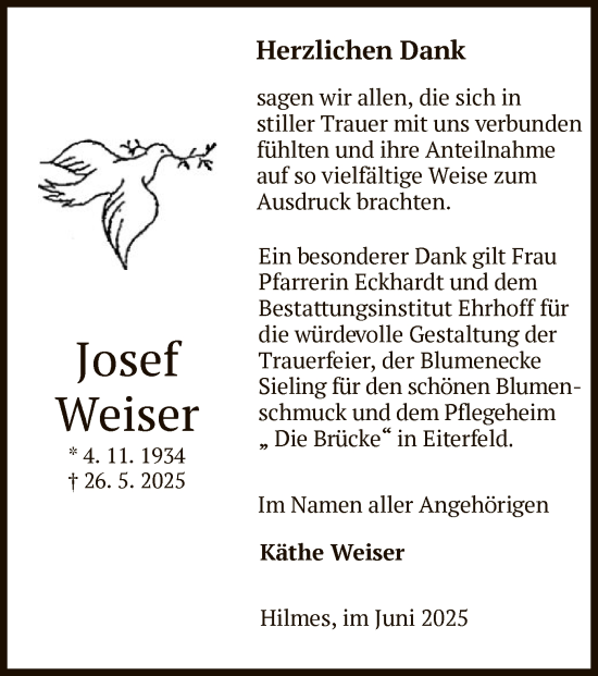 Todesanzeige von Irene Weißinger von HZ