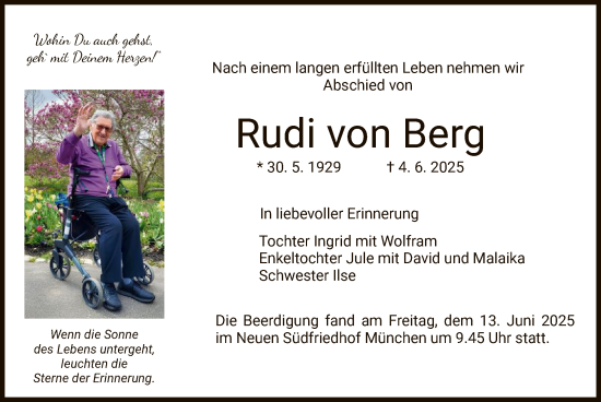 Todesanzeige von Rudi von Berg von HZ