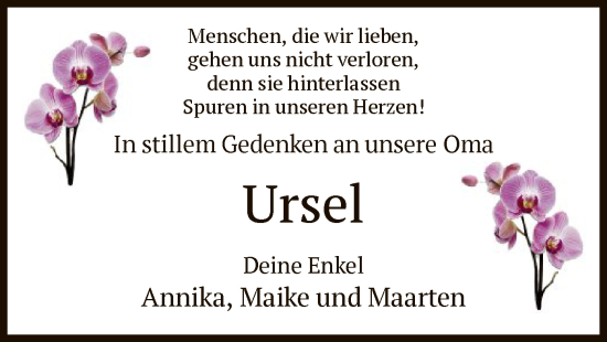 Todesanzeige von Ursel  von HZ