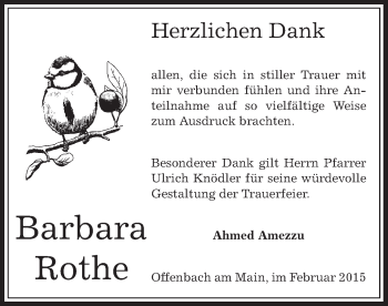 Todesanzeige von Barbara Rothe von Offenbach