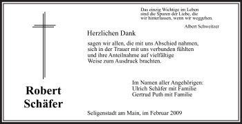 Todesanzeige von Robert Schäfer von OFFENBACH-POST/HANAU-POST