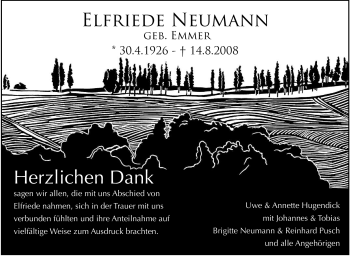 Todesanzeige von Elfriede Neumann von OFFENBACH-POST/HANAU-POST