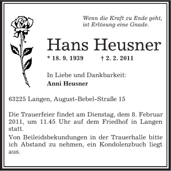 Todesanzeige von Helmut Heil von OFFENBACH-POST/HANAU-POST
