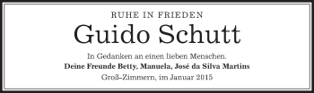 Todesanzeige von Guido Schutt von Offenbach
