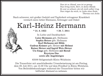 Todesanzeige von Karl-Heinz Hermann von OFFENBACH-POST/HANAU-POST