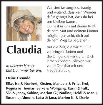 Todesanzeige von Claudia Mayer-Diehl von Offenbach