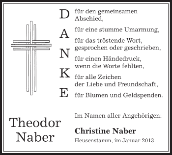 Todesanzeige von Theodor Naber von Offenbach