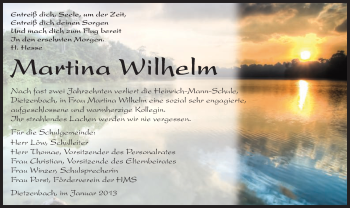Todesanzeige von Martina Wilhelm von Offenbach