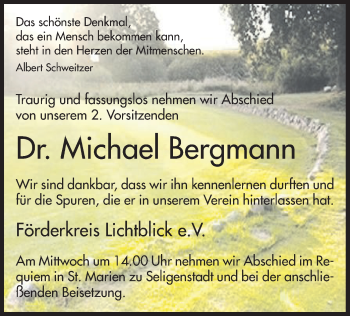 Todesanzeige von Michael Bergmann von Offenbach