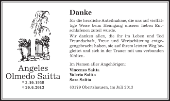 Todesanzeige von Angeles Olmedo Saitta von Offenbach