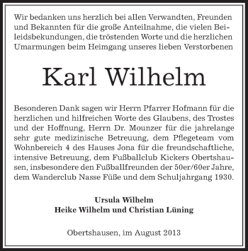 Todesanzeige von Karl Wilhelm von Offenbach