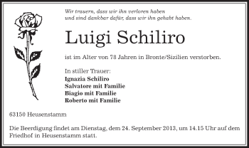 Todesanzeige von Luigi Schiliro von Offenbach