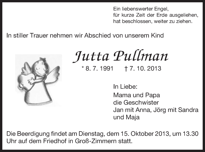  Traueranzeige für Jutta Pullmann vom 12.10.2013 aus Offenbach