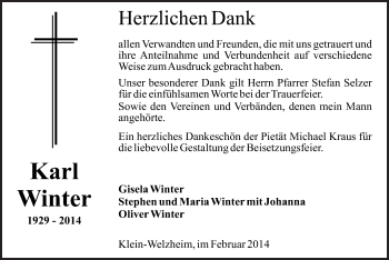 Todesanzeige von Karl Winter von Offenbach