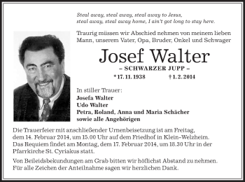Todesanzeige von Josefa Walter von Offenbach