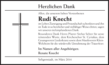 Todesanzeige von Renate Knecht von Offenbach