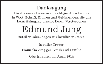 Todesanzeige von Edmund Jung von Offenbach
