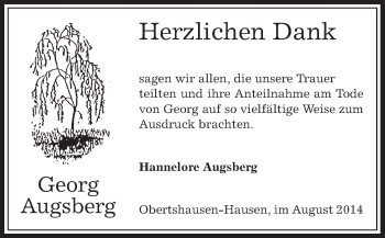 Todesanzeige von Georg Augsberg von Offenbach