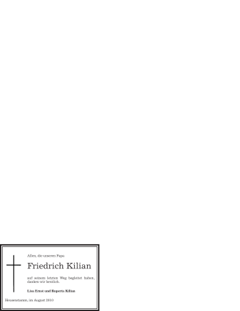 Todesanzeige von Friedrich Kilian von OFFENBACH-POST/HANAU-POST