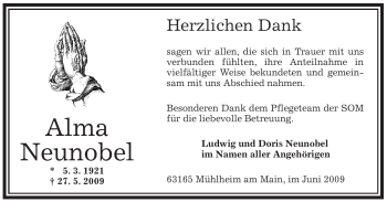 Todesanzeige von Heinrich Mosbach von OFFENBACH-POST/HANAU-POST