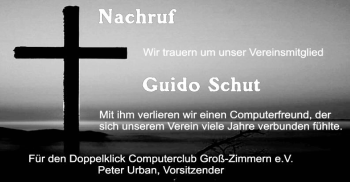 Todesanzeige von Guido Schut von Offenbach