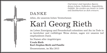 Todesanzeige von Karl Georg Rieth von Offenbach