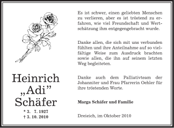 Todesanzeige von Heinrich Schäfer von OFFENBACH-POST/HANAU-POST
