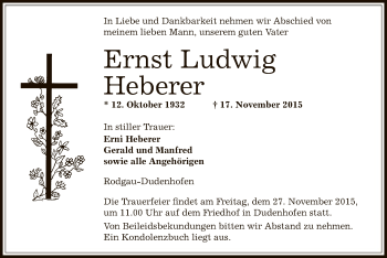 Todesanzeige von Ernst Ludwig von Offenbach