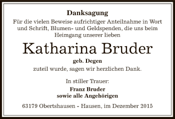 Todesanzeige von Katharina Bruder von Offenbach