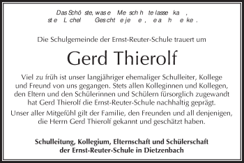 Todesanzeige von Gerd Thierolf von Offenbach
