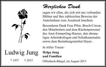 Todesanzeige von Ludwig Jung von Offenbach