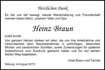 Todesanzeige von Heinz Braun von Offenbach