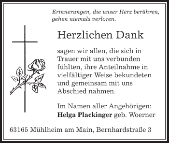 Todesanzeige von Herzlichen Dank  von Offenbach