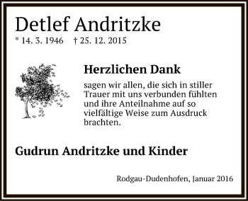 Todesanzeige von Detlef Andritzke von Offenbach