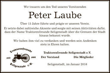 Todesanzeige von Peter Laube von Offenbach