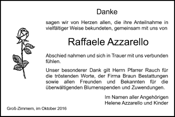 Todesanzeige von Raffaele Azzarello von Offenbach