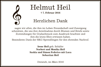 Todesanzeige von Helmut Heil von Offenbach