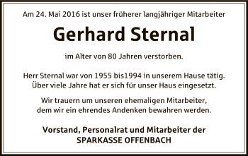 Todesanzeige von Gustav Höhn von Offenbach
