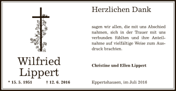 Todesanzeige von Wilfried Lippert von Offenbach