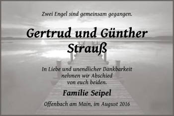 Todesanzeige von Gertrud und Günther Strauß von Offenbach