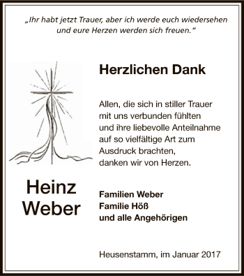 Todesanzeige von Heinz Weber von Offenbach