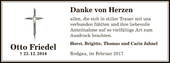 Todesanzeige von Otto Friedel von Offenbach